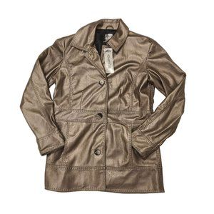 Chicos Hollywood Elle Faux Leather Jacket Coat Burnished Silver Chicos 0.5 S 6